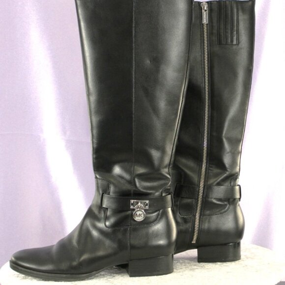 Michael Kors Ryan knee-high riding boots in classic black leather, size 7.5 - Picture 4 of 8